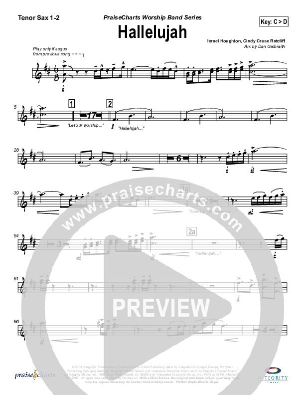 Hallelujah Tenor Sax 1/2 (Lakewood Church)