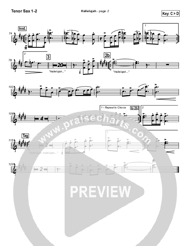 Hallelujah Tenor Sax 1/2 (Lakewood Church)