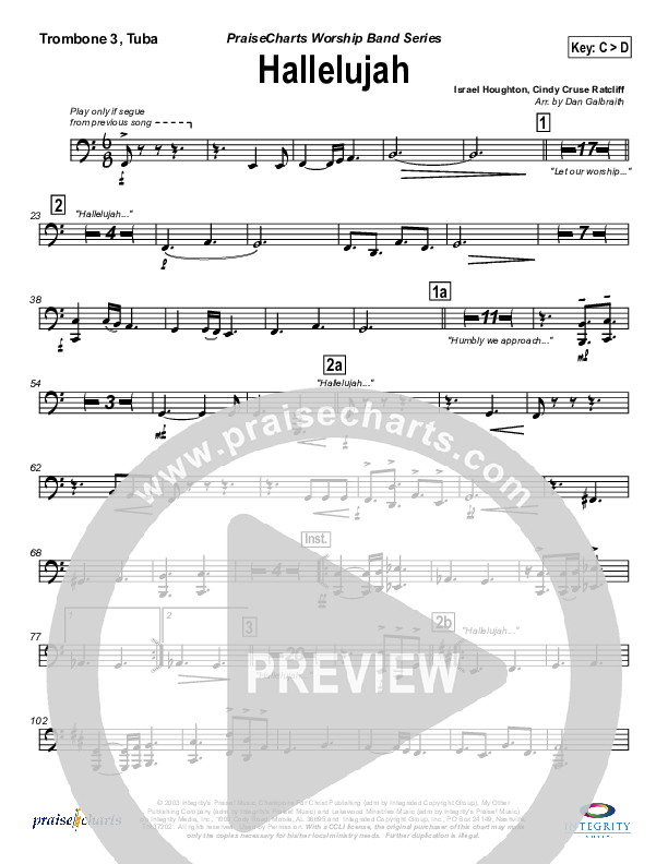 Hallelujah Trombone 3/Tuba (Lakewood Church)