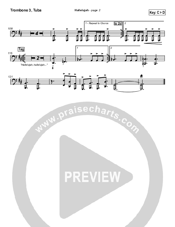 Hallelujah Trombone 3/Tuba (Lakewood Church)