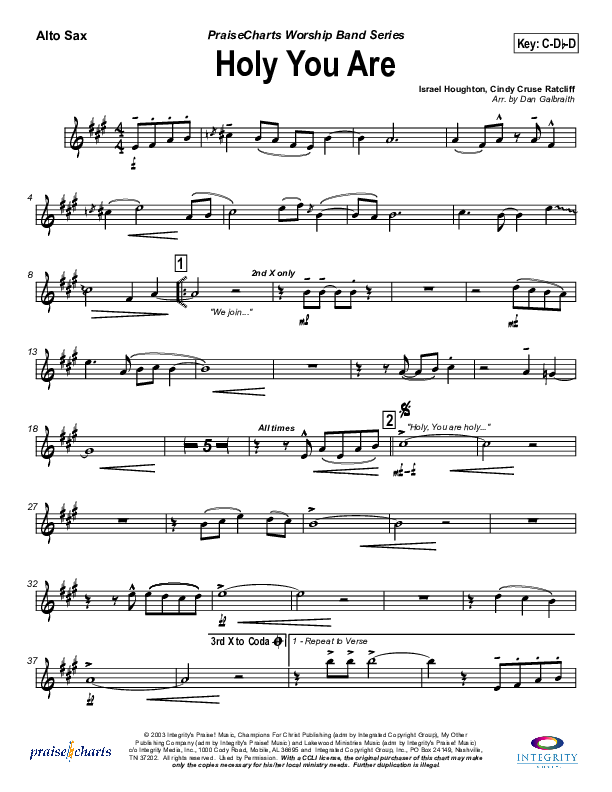 Holy You Are Alto Sax (Lakewood Church)