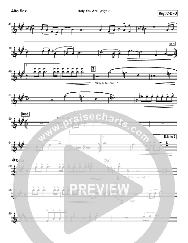 Holy You Are Alto Sax (Lakewood Church)