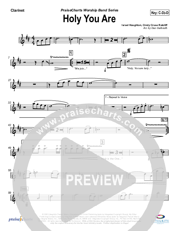 Holy You Are Clarinet (Lakewood Church)