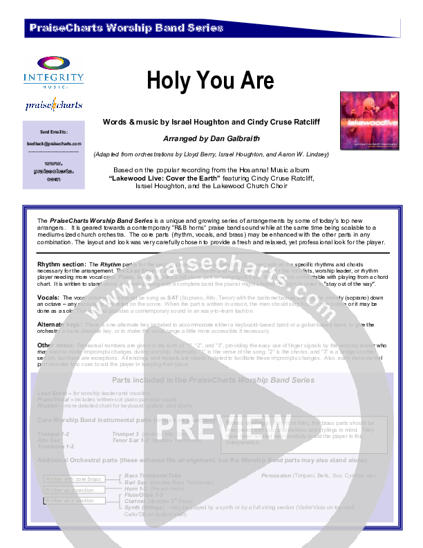 Holy You Are Cover Sheet (Lakewood Church)