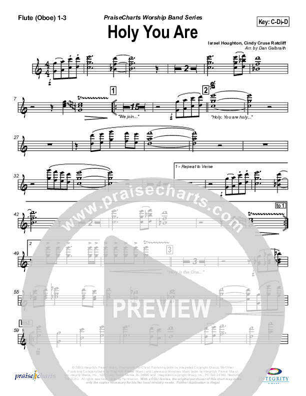 Holy You Are Flute/Oboe 1/2/3 (Lakewood Church)