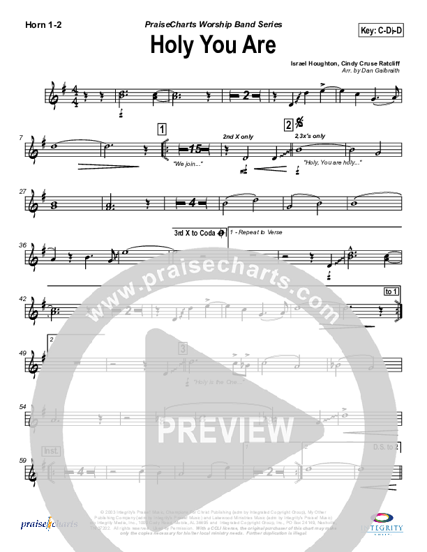 Holy You Are French Horn 1/2 (Lakewood Church)