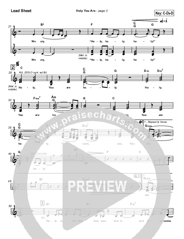 Holy You Are Lead Sheet (Lakewood Church)
