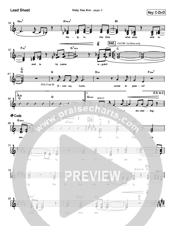 Holy You Are Lead Sheet (SAT) (Lakewood Church)