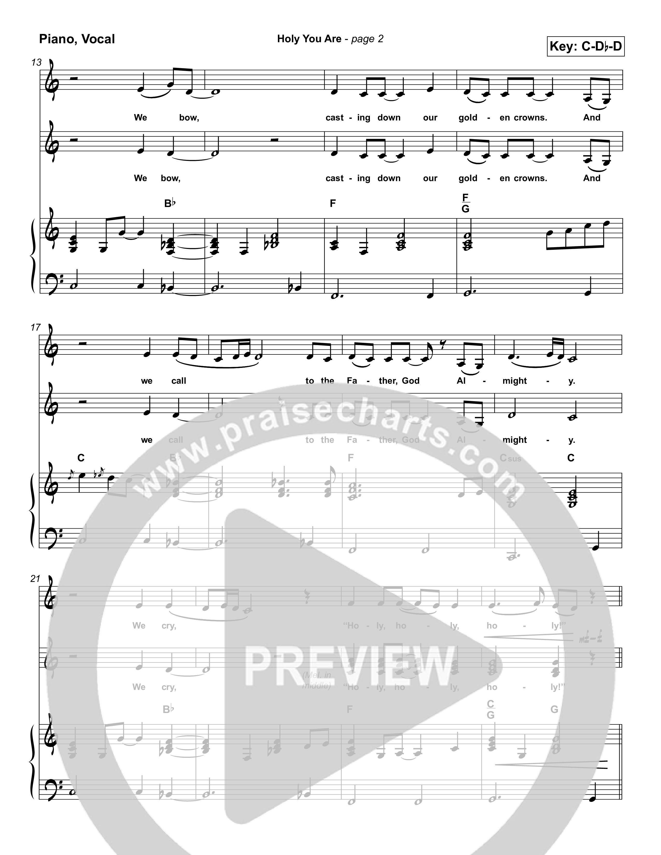 Holy You Are Piano/Vocal (Lakewood Church)