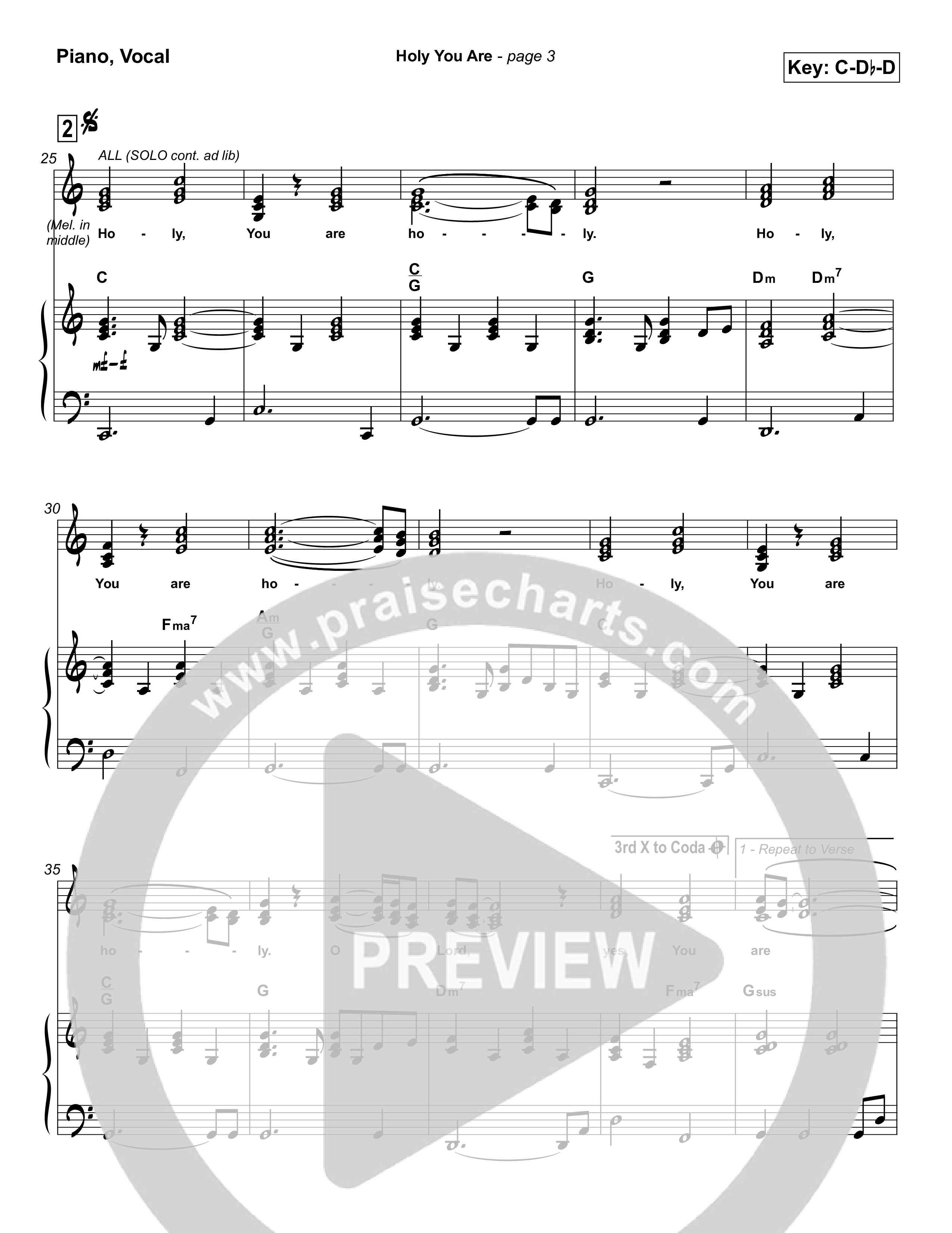 Holy You Are Piano/Vocal (Lakewood Church)