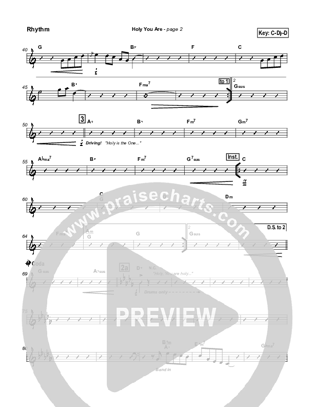 Holy You Are Rhythm Chart (Lakewood Church)