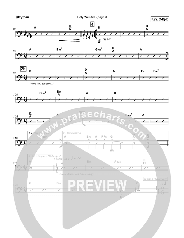 Holy You Are Rhythm Chart (Lakewood Church)