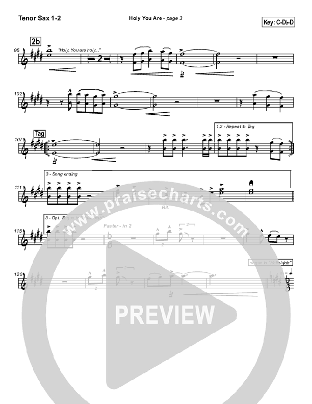 Holy You Are Tenor Sax 1/2 (Lakewood Church)