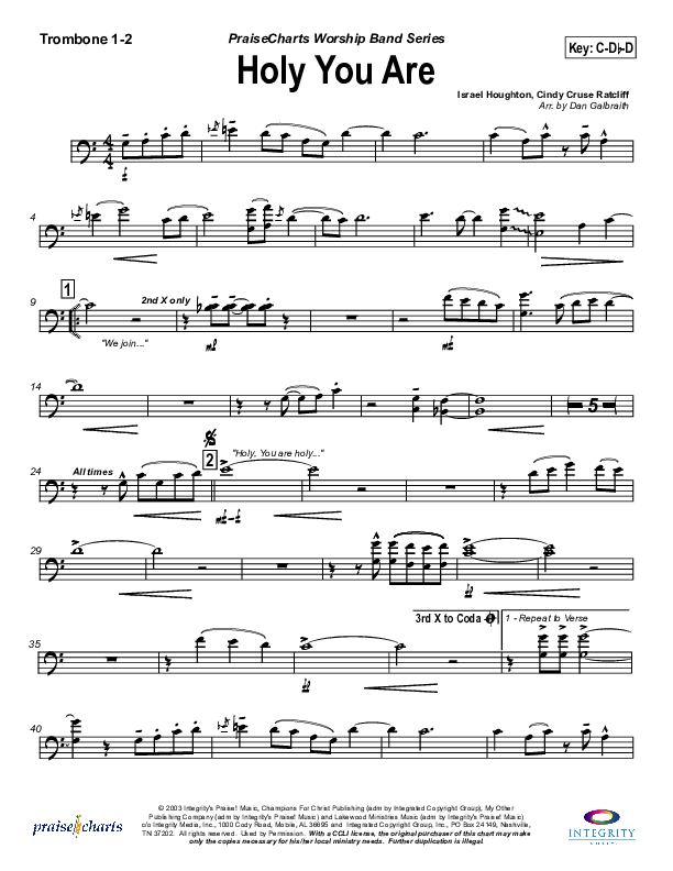 Holy You Are Trombone 1/2 (Lakewood Church)