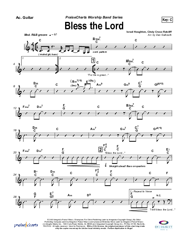 Bless The Lord Acoustic Guitar (Lakewood Church)