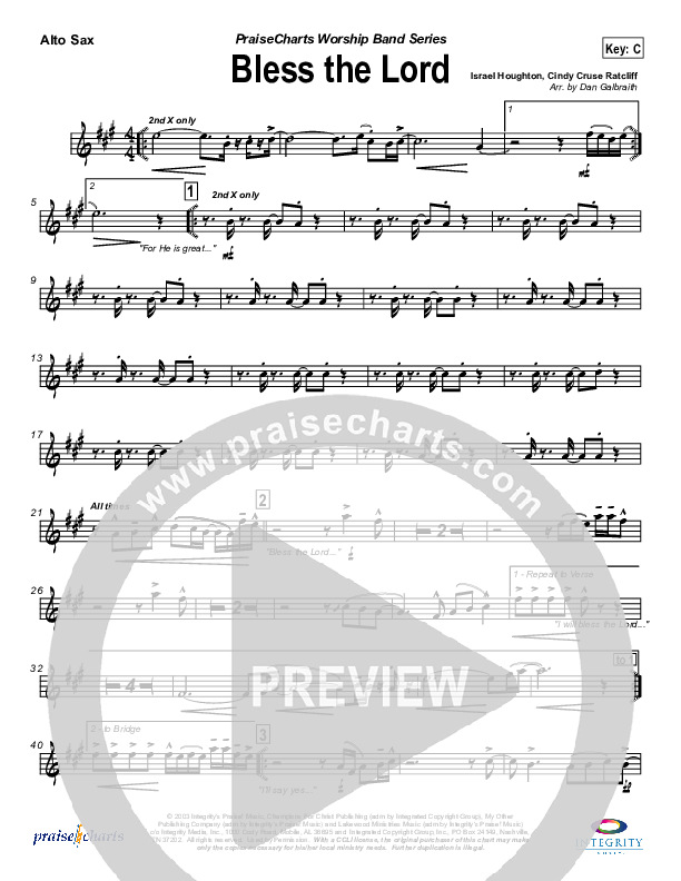 Bless The Lord Alto Sax (Lakewood Church)