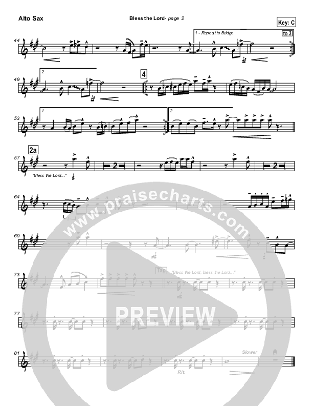 Bless The Lord Alto Sax (Lakewood Church)