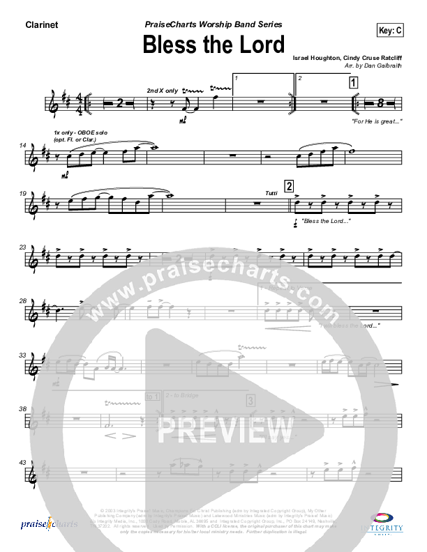 Bless The Lord Clarinet (Lakewood Church)