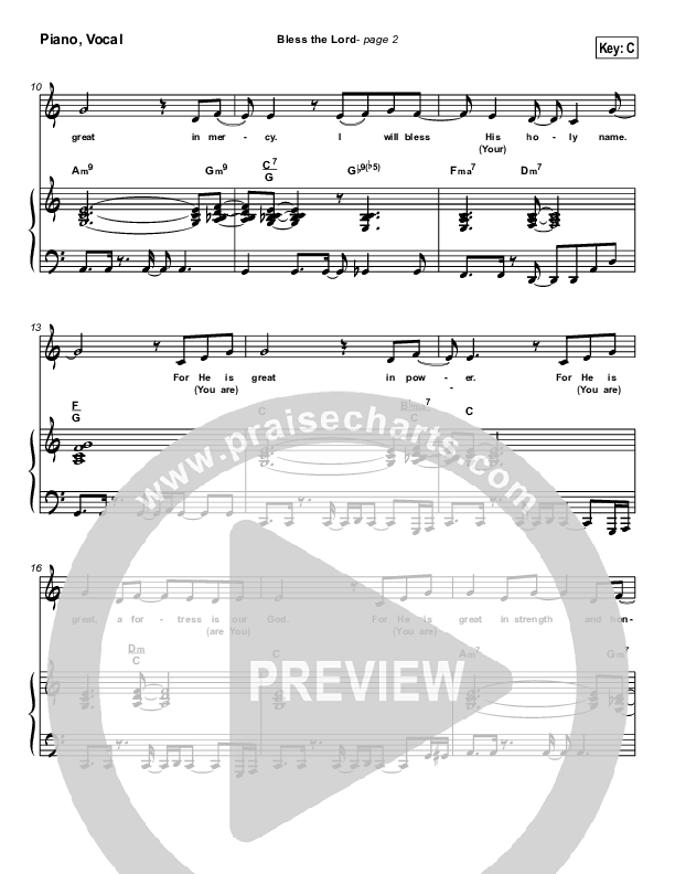 Bless The Lord Lead & Piano (Lakewood Church)