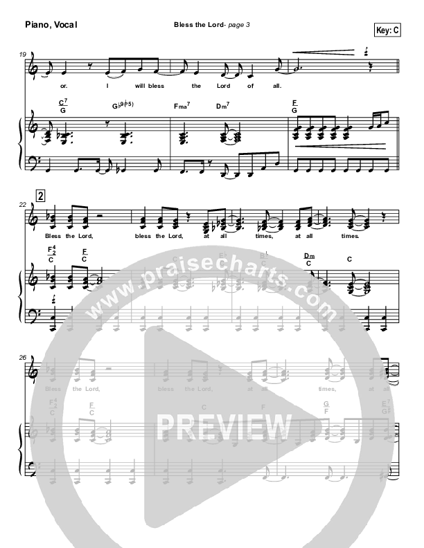 Bless The Lord Lead & Piano (Lakewood Church)