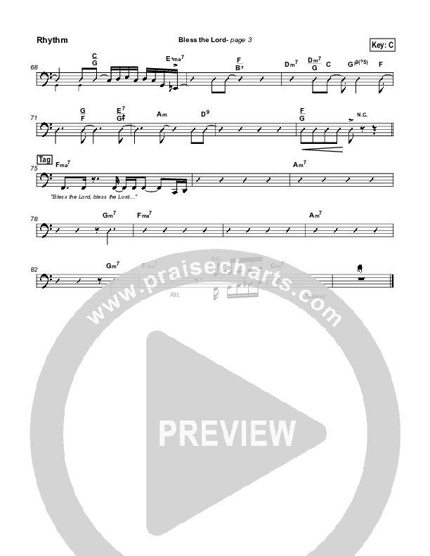 Bless The Lord Rhythm Chart (Lakewood Church)