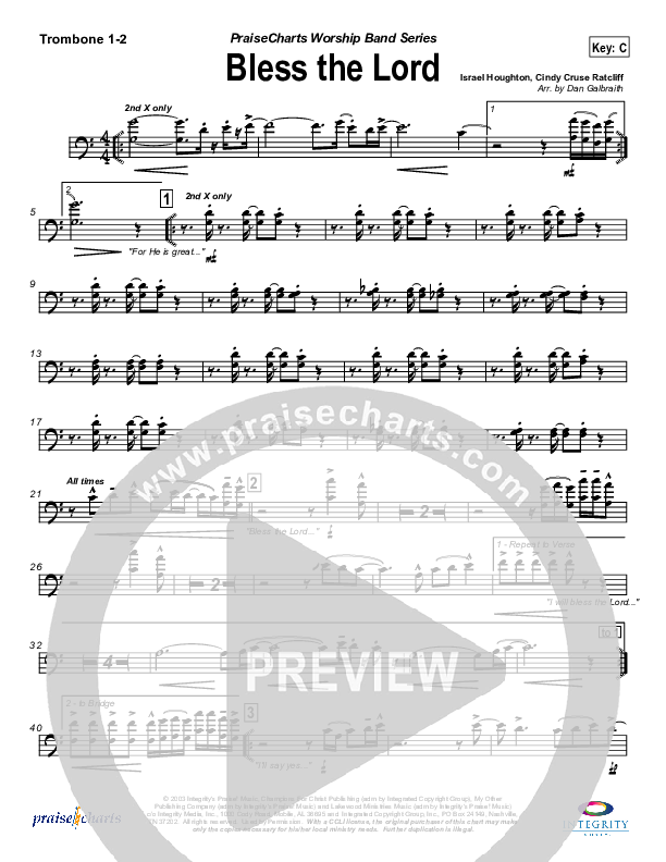 Bless The Lord Trombone 1/2 (Lakewood Church)