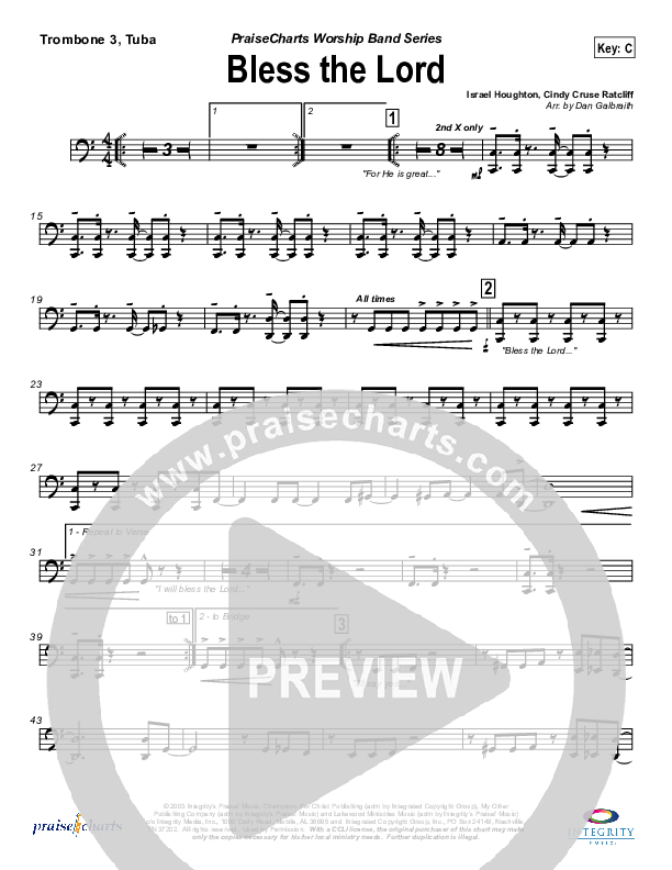 Bless The Lord Trombone 3/Tuba (Lakewood Church)