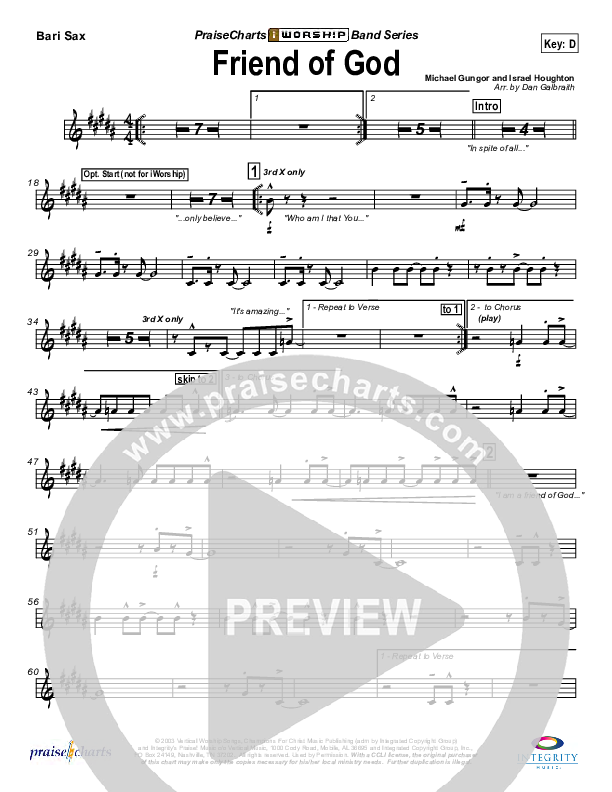 Friend Of God Bari Sax (Lakewood Church)