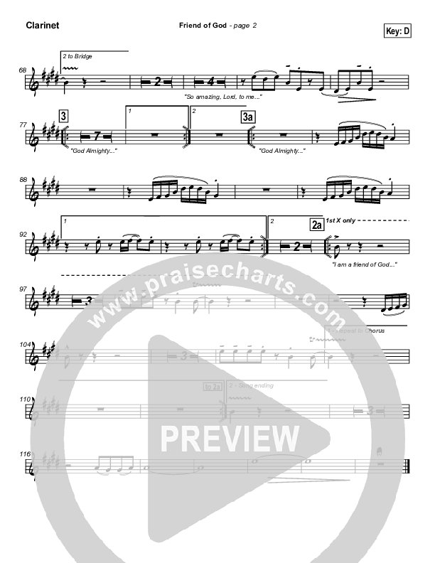 Friend Of God Clarinet (Lakewood Church)