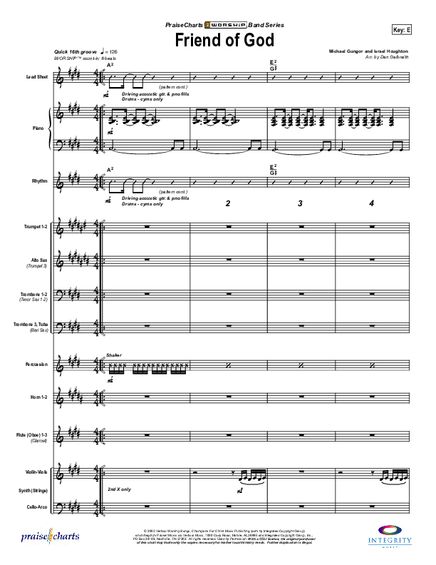 Friend Of God Conductor's Score (Lakewood Church)