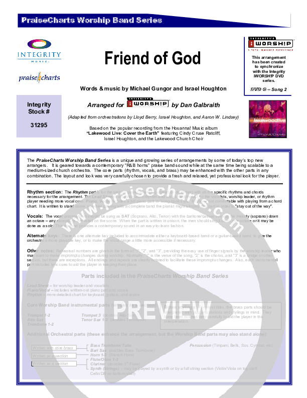 Friend Of God Cover Sheet (Lakewood Church)