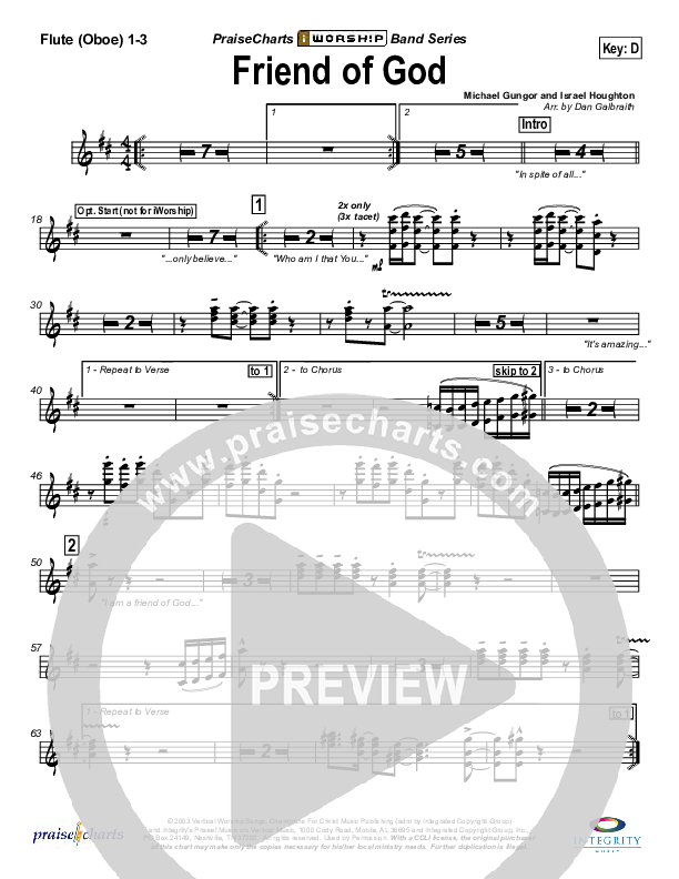 Friend Of God Flute/Oboe 1/2/3 (Lakewood Church)