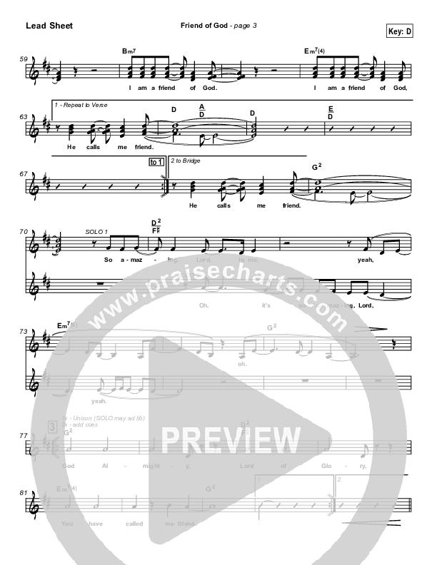 Friend Of God Lead Sheet (Lakewood Church)