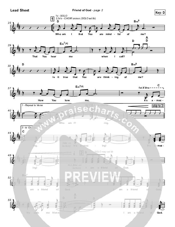 Friend Of God Lead Sheet (SAT) (Lakewood Church)