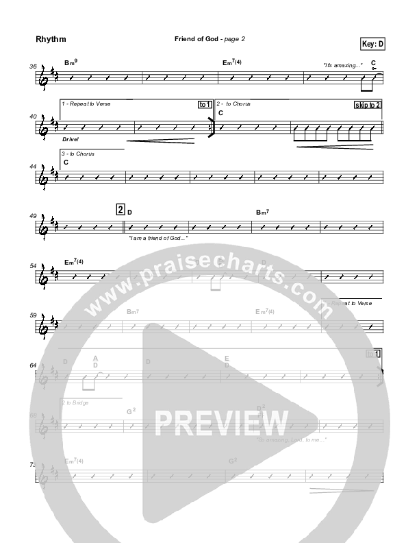 Friend Of God Rhythm Chart (Lakewood Church)