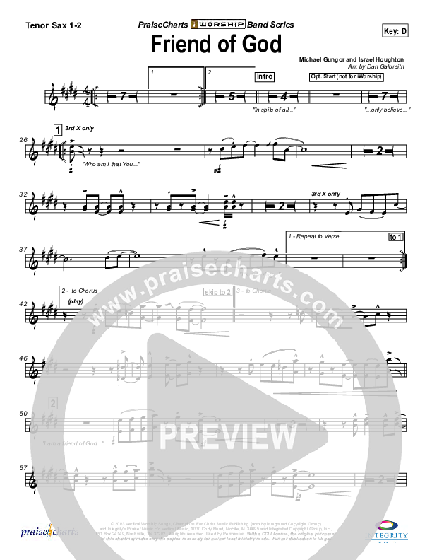 Friend Of God Tenor Sax 1/2 (Lakewood Church)