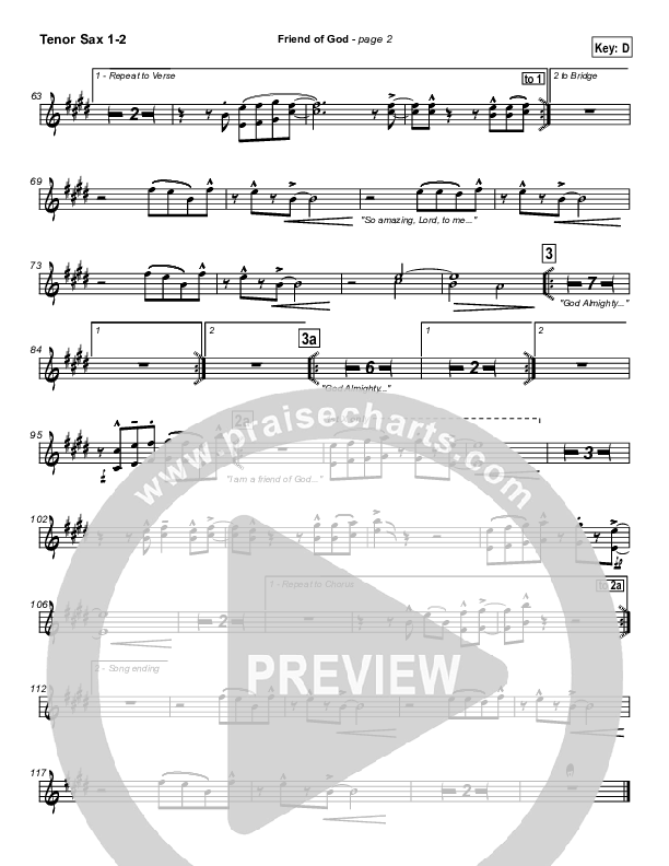 Friend Of God Tenor Sax 1/2 (Lakewood Church)