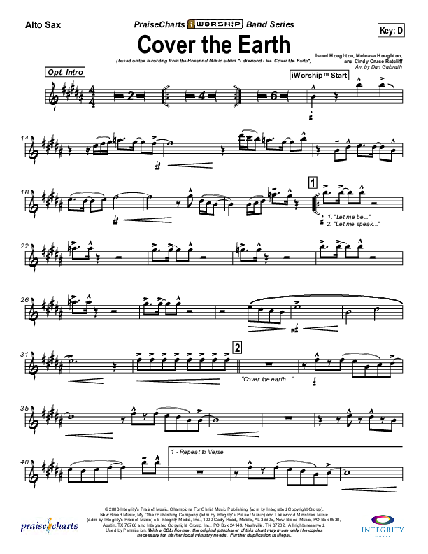 Cover The Earth Alto Sax (Lakewood Church)