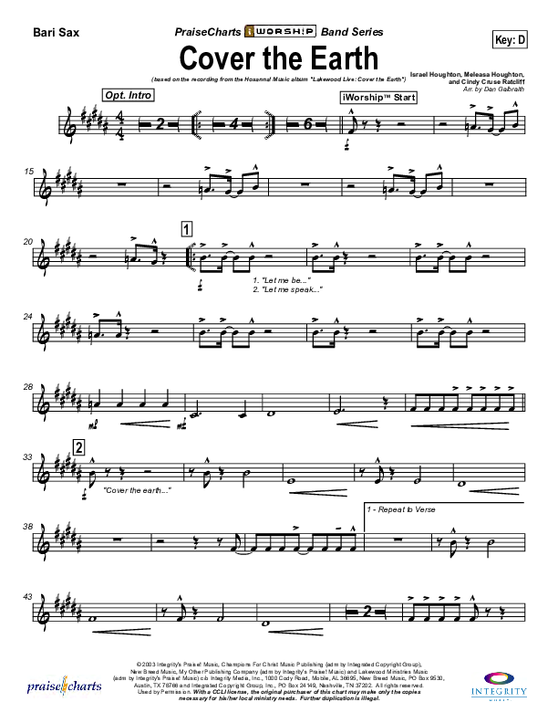 Cover The Earth Bari Sax (Lakewood Church)