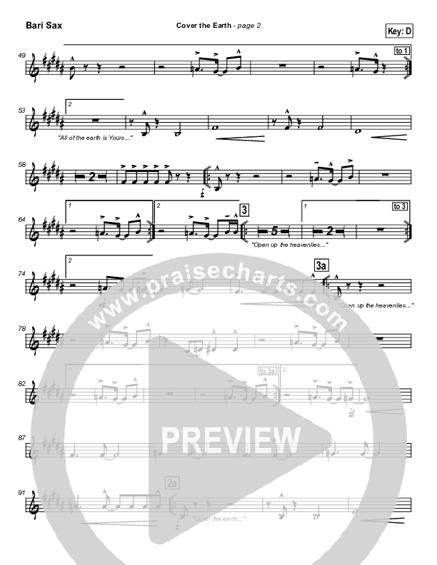 Cover The Earth Bari Sax (Lakewood Church)