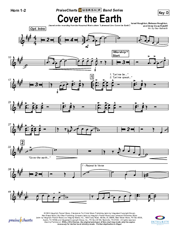 Cover The Earth French Horn 1/2 (Lakewood Church)