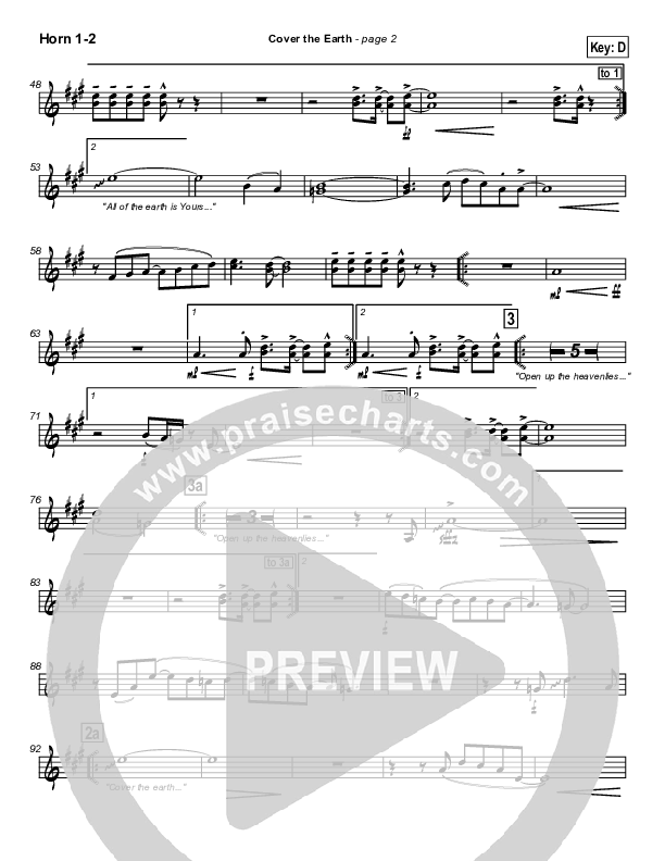 Cover The Earth French Horn 1/2 (Lakewood Church)