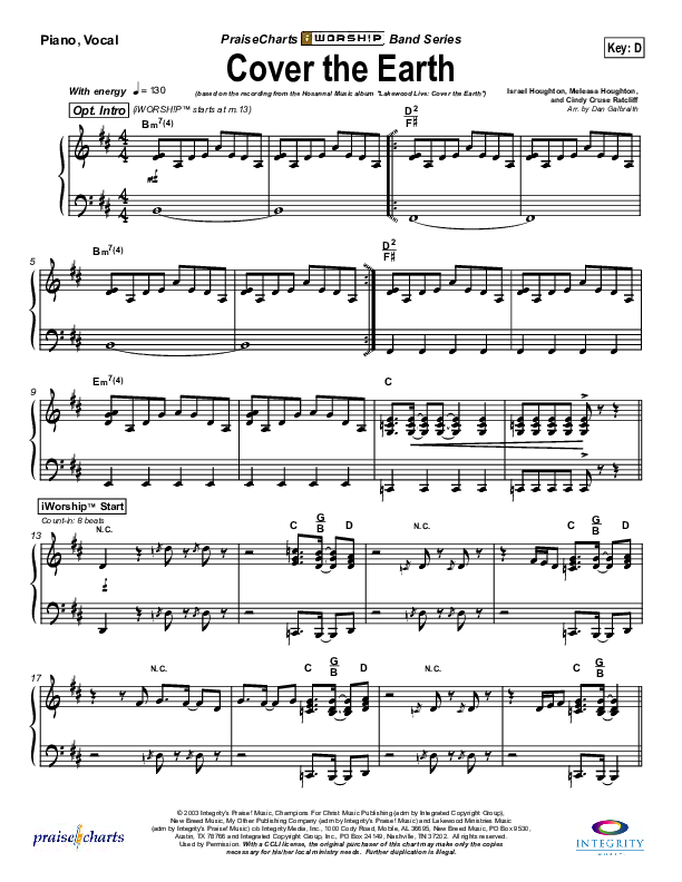 Cover The Earth Piano/Vocal (Lakewood Church)