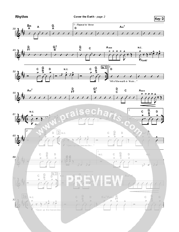 Cover The Earth Rhythm Chart (Lakewood Church)