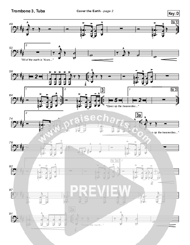 Cover The Earth Trombone 3/Tuba (Lakewood Church)