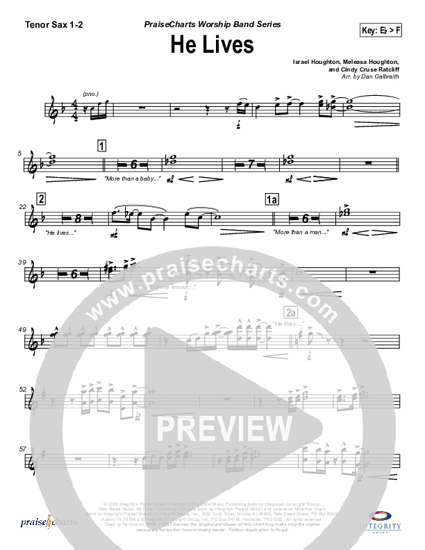 He Lives Tenor Sax 1/2 (Lakewood Church)