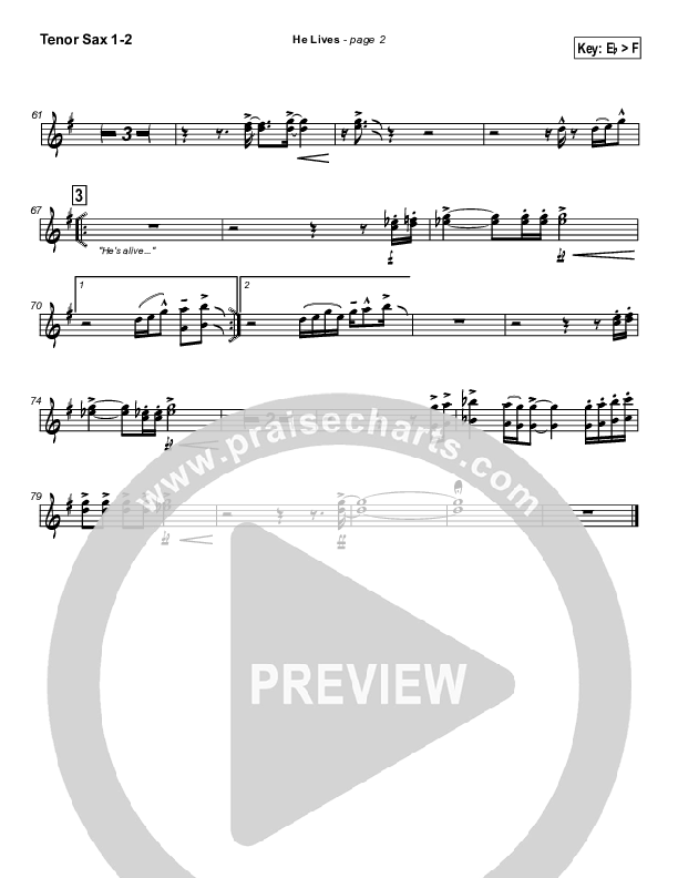 He Lives Tenor Sax 1/2 (Lakewood Church)