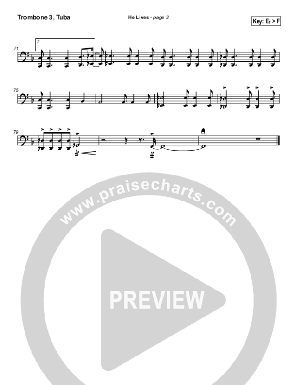 He Lives Trombone 3/Tuba (Lakewood Church)