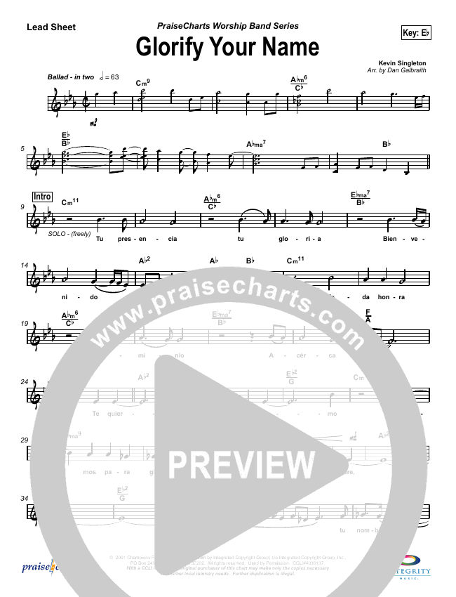 Glorify Your Name Sheet Music Lakewood Church Praisecharts glorify your name sheet music lakewood