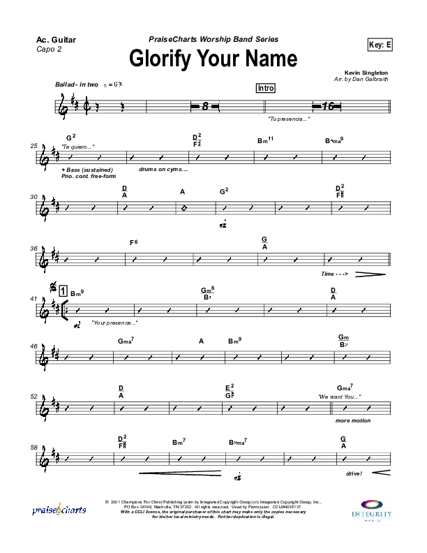 Glorify Your Name Acoustic Guitar (Lakewood Church)